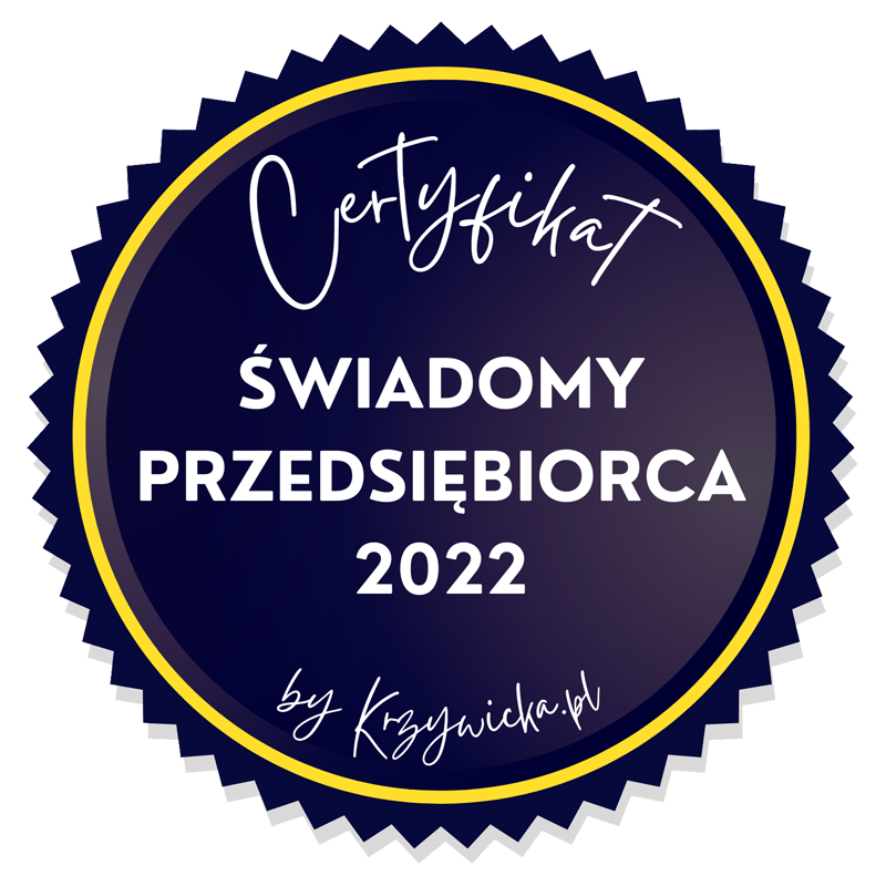 Certyfikat świadomy przedsiębiorca 2022 by Krzywicka.pl